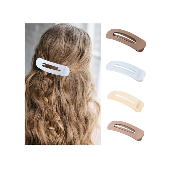 4Pcs Hair Clips Mixed Color Resin Flat Crocodile Hair Barrettes for Women Men Big Front Bangs Salon Hairstyle Hairdressing Bangs Waves Makeup Making DIY