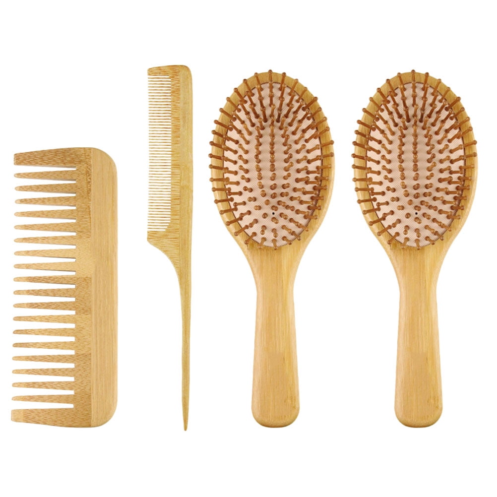 4Pcs Hair Comb Bamboo Massage Comb Multiuse Comb Scalp Massage Comb