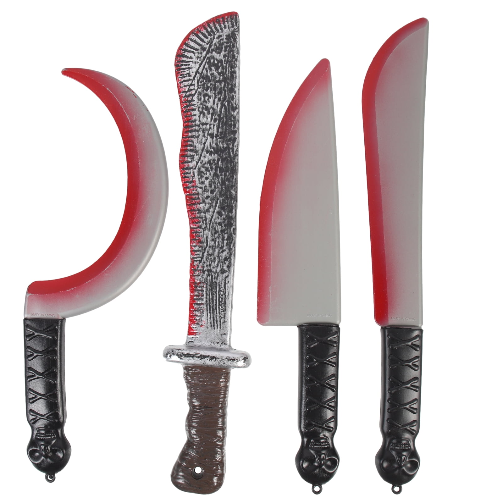 4Pcs Halloween Bloody Knives Plastic Machete Cutters Fake Knives Props