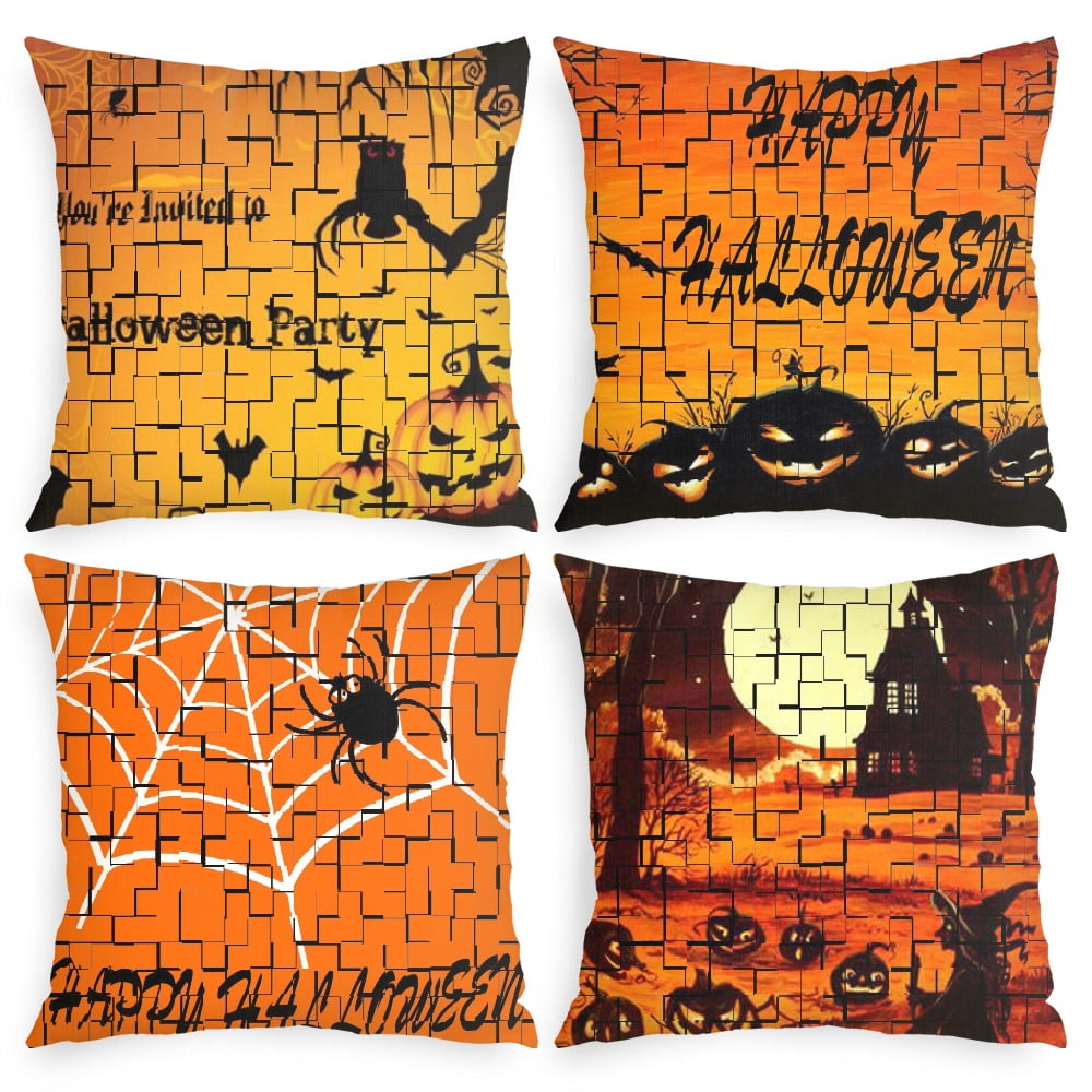 4Pcs Halloween Pillow CaseDark Horror Pillow Case for Living Room