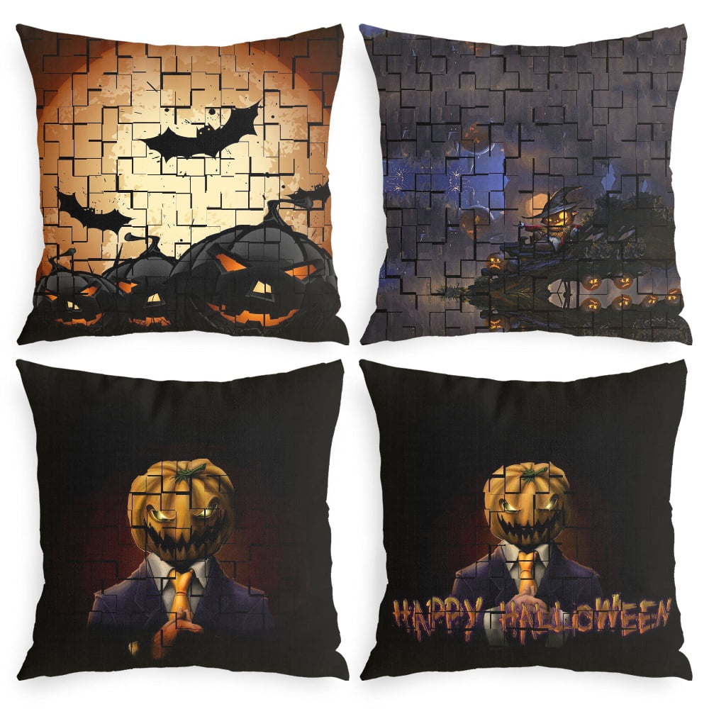 4Pcs Halloween Pillow CaseTrippy Skeleton Pillow Case for Bedroom Home Dorm Halloween Decor