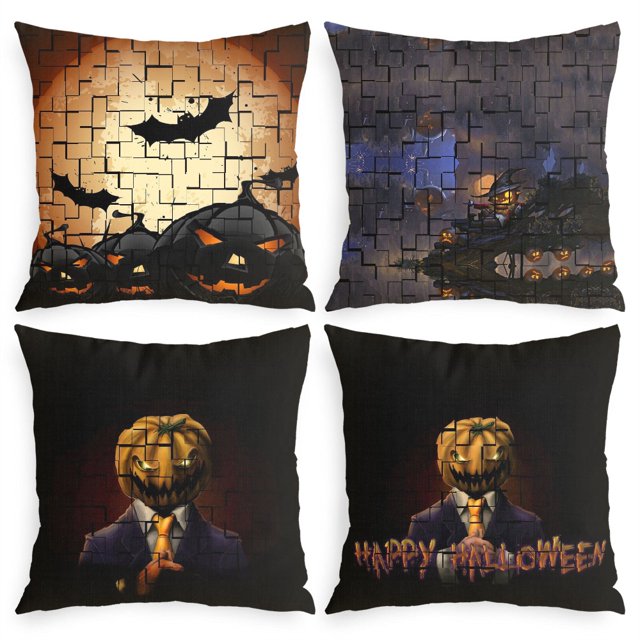 4Pcs Halloween Pillow CaseTrippy Skeleton Pillow Case for Bedroom Home