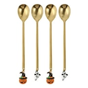 4Pcs Halloween Pumpkin Spoons Dessert Spoons Stirring Spoons (Assorted Color)