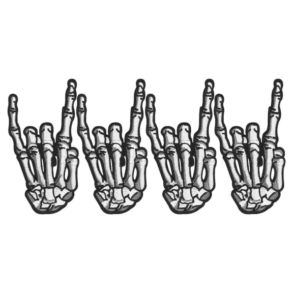 4Pcs Halloween Skeleton Hand Iron On Patches Embroidered Applique for Clothes Backpacks Jeans Hats Costumes 4.72 X 2.44 Inches