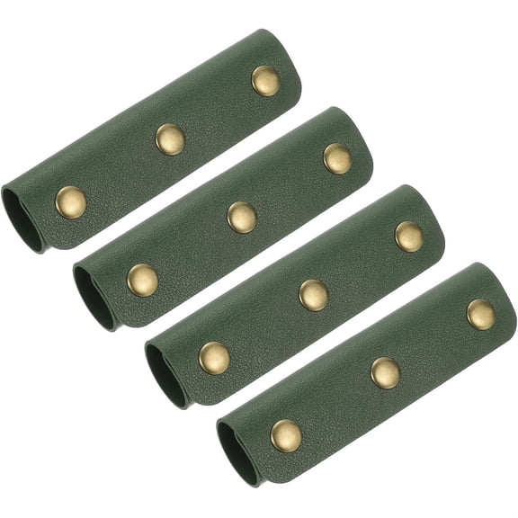 4Pcs Handbag Handle Cover, PU Leather Luggage Wraps, Grip Protector for Purse Tote Bag Suitcase, Dark Green