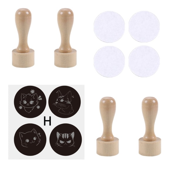 4Pcs Handcrafted Wooden Stamps For Personalize Stationery And Craft Designs