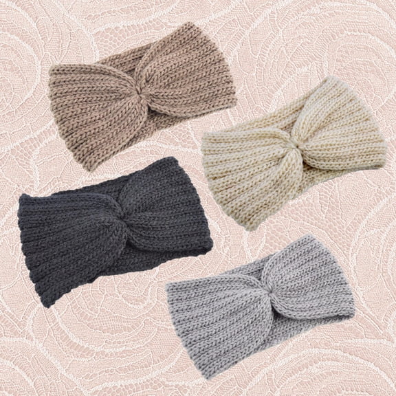 4Pcs Handmade Knitted Wool Headbands Warm Ear Protection Hair Band Assorted Colors