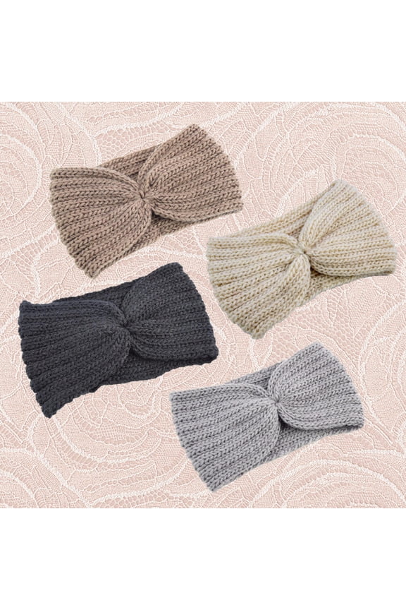 4Pcs Handmade Knitted Wool Headbands Warm Ear Protection Hair Band Assorted Colors