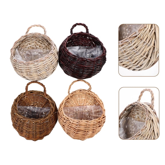 YEAHIBABY Handmade Wicker Hanging Baskets Assorted Color Natural Willow for Storage 4Pcs
