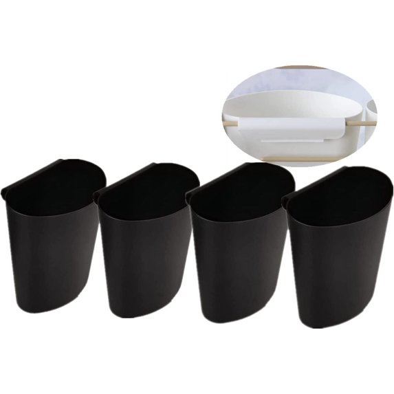 4Pcs Hanging Cup Holder,Rolling Cart Accessories,Plant Containers,Hanging Flower Pots,Space Saver,Storage Bucket,Make Up Pencil Holder Office,Kitchen Wall Organizer Decor (Black)