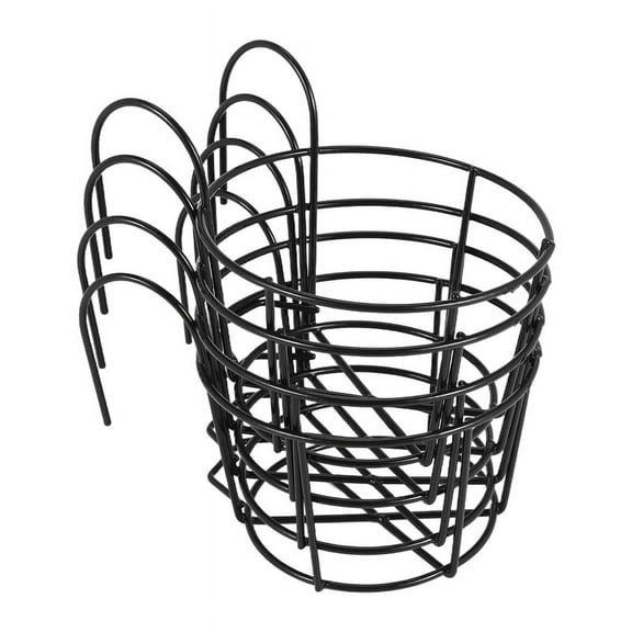 4Pcs Hanging Railing Planters Flower Pot Holders Plant Iron Racks Fence Metal Potted Stand Mounted Balcony Baskets Small