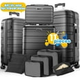 thumbnail image 1 of 11Pcs Hardshell Luggage Set, Lightweight Suitcases w/ Spinner Wheels, Carry on Luggage, Black, 1 of 9