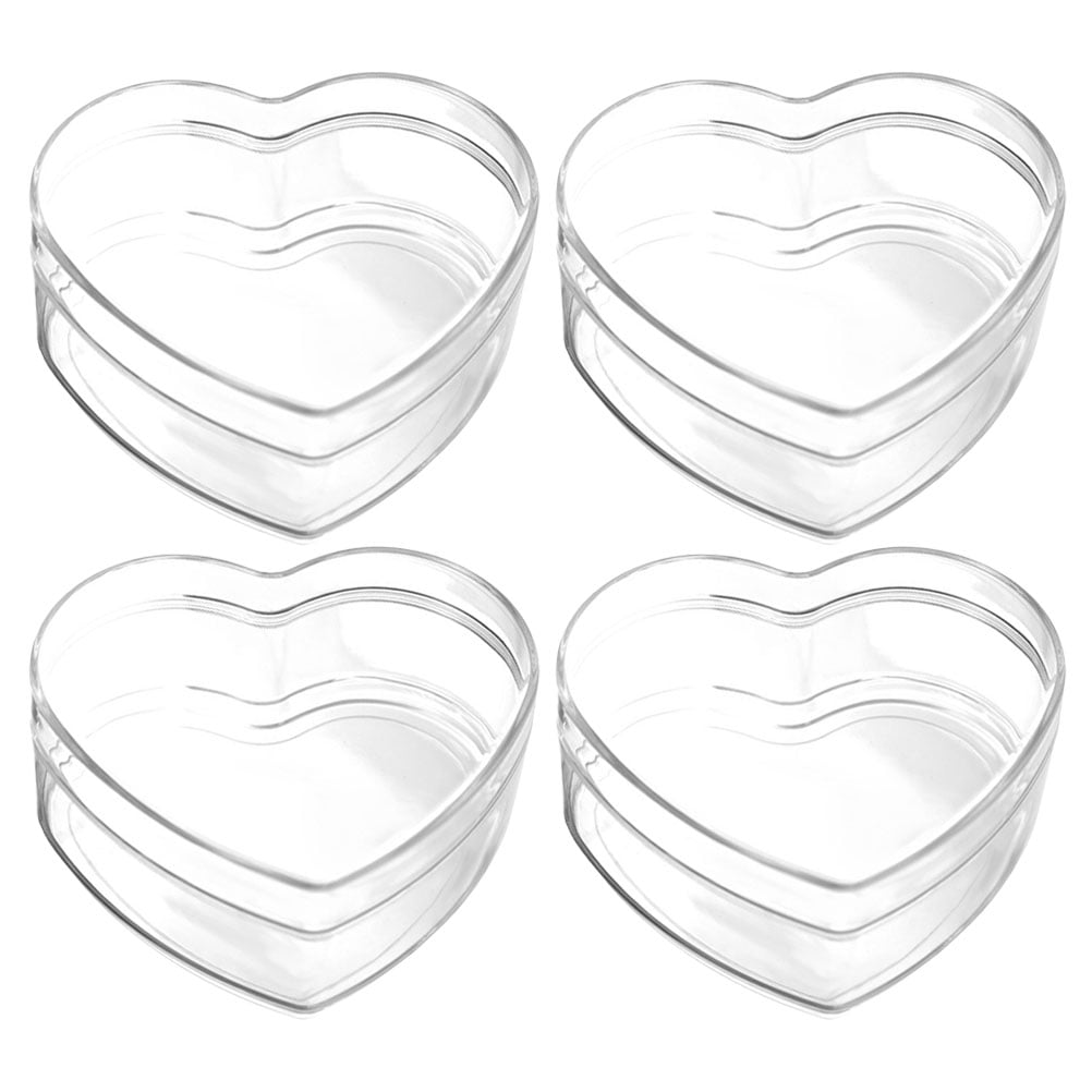 4Pcs Heart Candies Boxes Transparent Treat Boxes Candy Packing Boxes