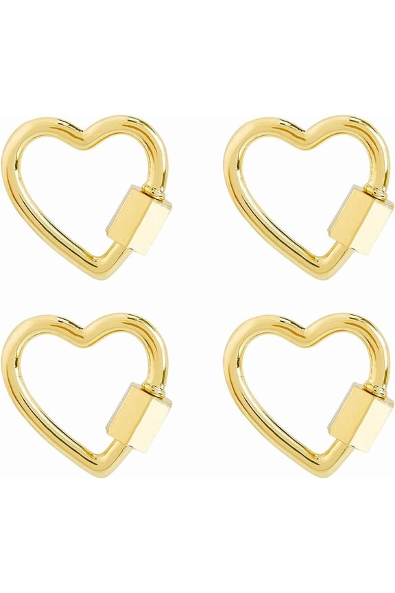 4Pcs Heart Screw Carabiner Lock Cute Carabiner Keychain Small Screw Lock Charms Brass Buckle Clips for Key Camping Hiking Fishing Traveling Dog Leash Handbag Gold