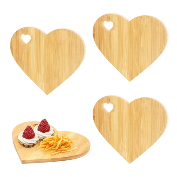 4 Pcs Heart Shaped Bamboo Cutting Board Decorative Cheese Board Multipurpose Serving Platter for Meat Cheese and Vegetables