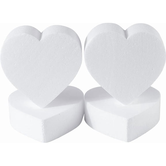 4Pcs Heart Shaped Foam Discs Model Cake 6 Inch Polystyrene Foams Discs White Lightweight Embryo Practice Cake Modeling Ornament for Cake Decorating Wedding Valentines Day