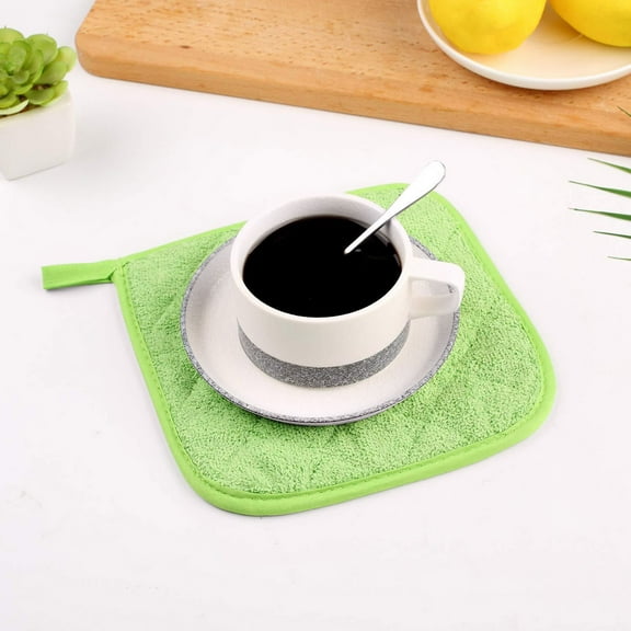 4Pcs Heat Resistants Placemats - 7.1"x7.1" Thickened Insulation Pots Trivet Mats - Cloth Coated Hot Pad for Tables, Cup & Bowl Protection, Absorbent Kitchen Towels Mat Set