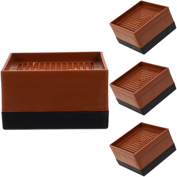 4Pcs Heavy Duty Brown Plastic Furniture Risers for Home Use, Sturdy Support to Elevate and Protect Your Furniture