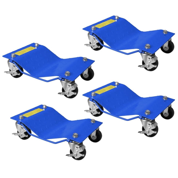 4Pcs Heavy Duty Car Wheel Dolly, Total 6000LBS Load Capacity, Portable Skate Mover Cart for Vehicle Motorcycle Trailer Moving, Blue