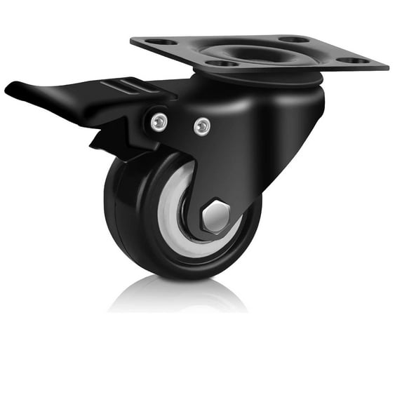 4Pcs Heavy Duty Casters Rubber Wheels Rollers For Furniture Wheel Caster Wheels 360° Caster Wheel Industrial With Brake Offic ,Quiet and Smooth
