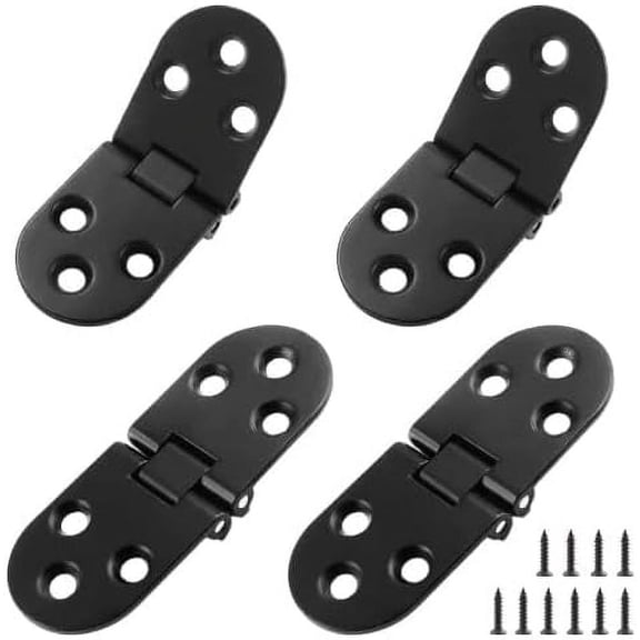 4Pcs Heavy Duty Folding Table Hinges, Black Sewing Machine Flip Top Hinge Zinc Alloy Butler Tray Hinge with Mounting Screws for Drop Front Desk Drawer, Doors (3.1 x 1.18inch)