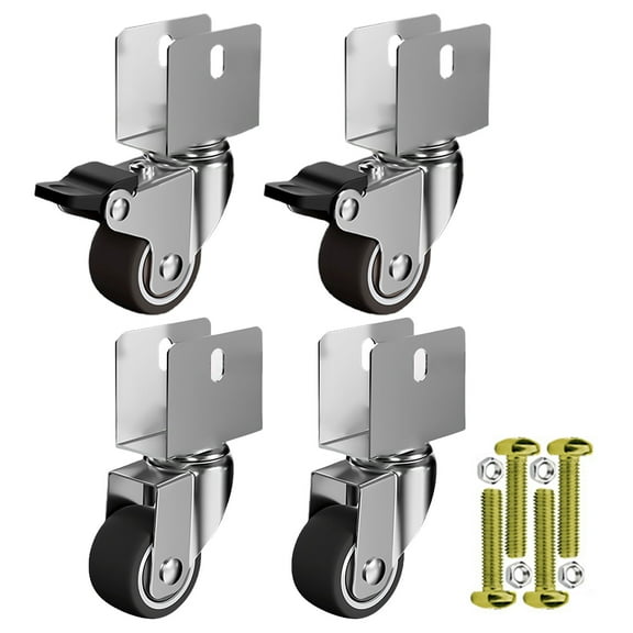 4Pcs Heavy Duty Furniture Wheel Castor 1inch Soft Rubber Swivels Casters for Platform Trolley Chair Enduring