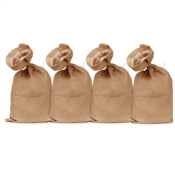4Pcs Heavy-Duty Large Burlap Bags,40x24Inch Thicken Potato Storage Sacks with 32.8Ft Ropes, Reusable Bags