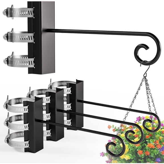 4Pcs Heavy Duty Railing Bird Feeder Hanger, Outdoor Hanging Bracket, Extended Hanger for Bird Feeders, Flower Baskets, Wind Chimes, Flower Pots, Lanterns (Posts Diameter:1.3inch-2.16inch)