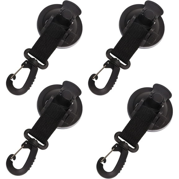 4Pcs Heavy Duty Suction Cup Anchor Strong Suction Cups with Hooks Deavy Duty Lock Grip Suitable for Tie Down Car Side Awning Boat Camping Trap, Travel and More Outdoor Activities