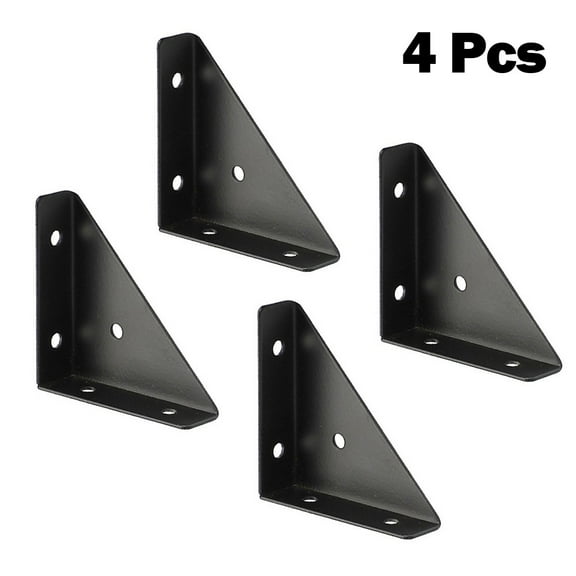 4Pcs Heavy Iron Angle Corner Brackets Protector Right Angle Corner Stand Black Smile Home