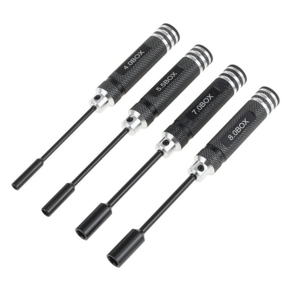 4Pcs Hex Nut Driver Set for RC Enthusiasts Includes 4 0mm to 8 0mm Screwdrivers (Black)