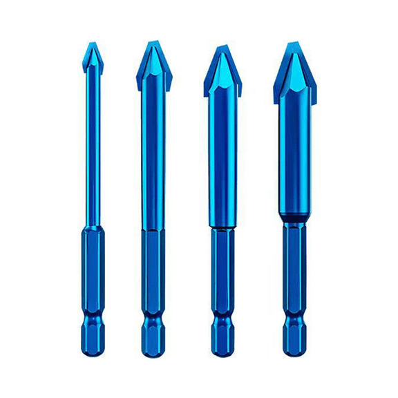 4Pcs Hex Shank High Hardness Eccentric Drill Glass Tile Ceramic Punching Rock Slab Triangle Drill Bit 6-12mm