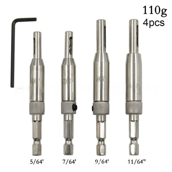 4Pcs Hex Shank Hinge Drill Bit Set Self Centering Drill Bits for Woodworking