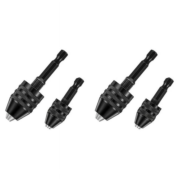 4Pcs Hex Shank Keyless Drill Chuck, Screwdriver Converter Adapter Quick Change Bits Tool(0.6-8mm, 0.3-3.6mm)