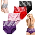 thumbnail image 1 of 4Pcs High Waist LeakProof Incontinence Panties, Plus Size Leak Proof Underwear for Women Tummy Control Briefs M-5XL, 1 of 8