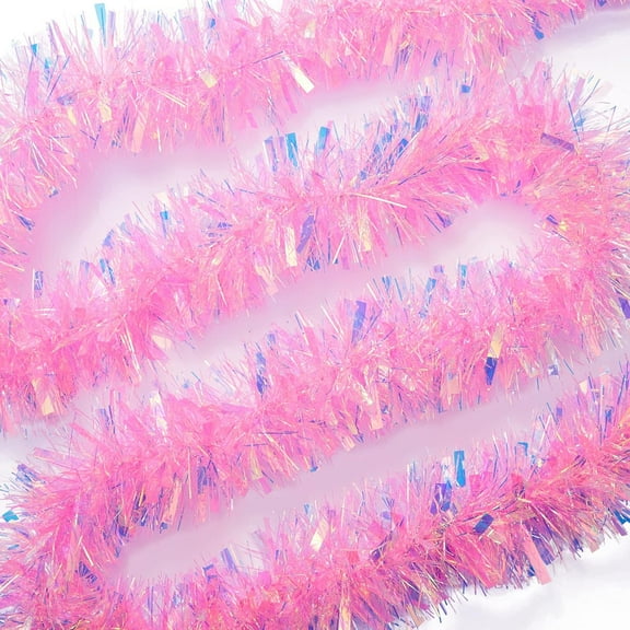 4Pcs Holiday Tinsel Garland for Graduation, Birthday, Weddings, Party Decorations, Christmas, Patriotic Foil Tinsel Garland for All-Season Home Indoor Outdoor Party Supplies,Total Length 26.2 Feet