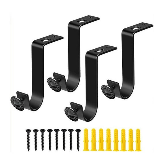 4Pcs Hooks For Installation Hanging Hooks, 1 Set Of Hooks (4Pcs And 8 Sets Of Accessories) Hooks, Black