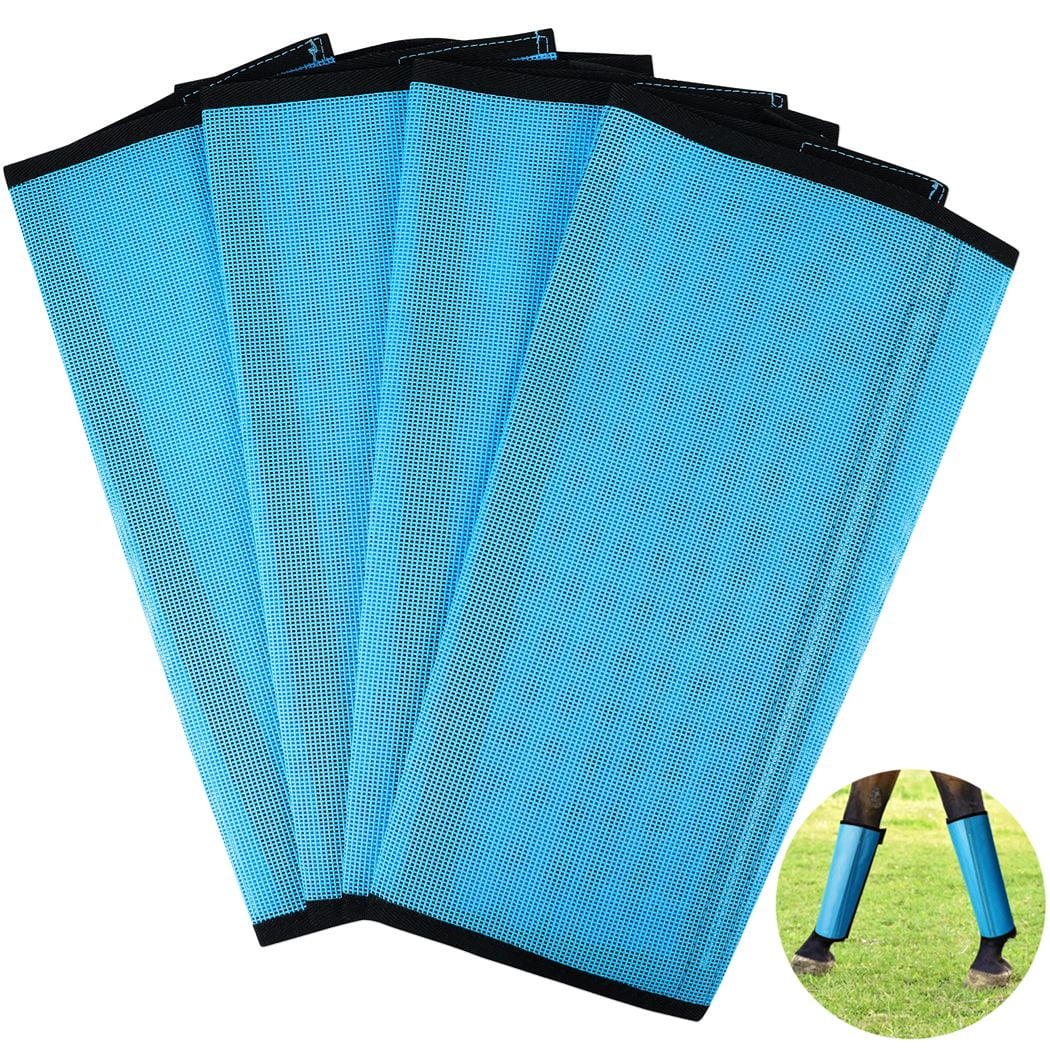 4Pcs Blue Horse Fly Boots, Breathable Mesh Fabric, NonSlip Design