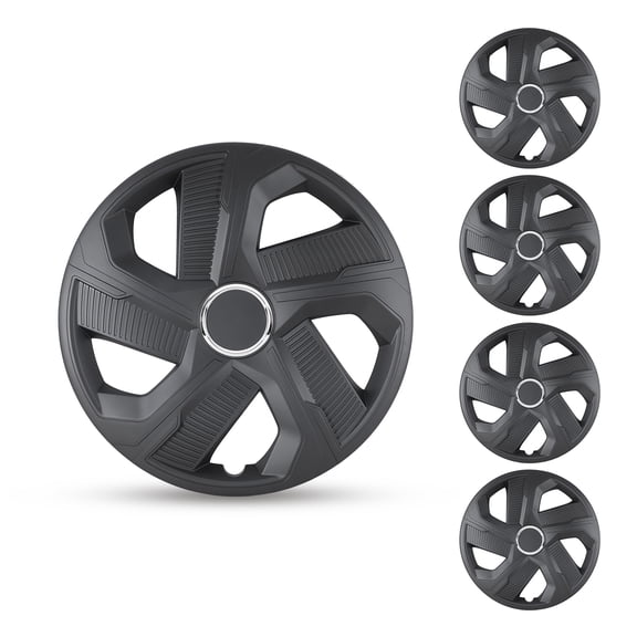 4Pcs Hubcap,15 inch Universal Hubcaps for Steel Wheel Rims Cover,Snap on Installation with Retention Rings,PP Material,Black Matte
