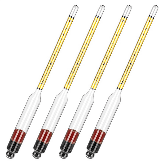 4Pcs Hydrometer Alcohol, Alcohol Meter for Distilling 0-200 Proof & 0-100 Tralle, Specific