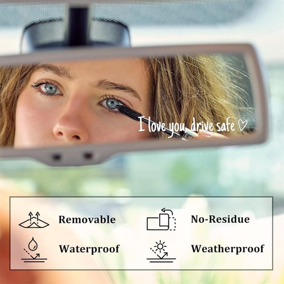 4Pcs I Love You Drive Safe Mirror Sticker,Cute Car Rear Decal,Funny Car Accessories,Vinyl Tumbler Decal Sticker for Rearview Window Windshield Bumper,Driver Gifts(Black&White)