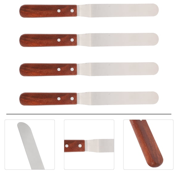 Toyandona Kitchen Gadget Cream Smoother Wooden Handle Baking Tool 4Pcs