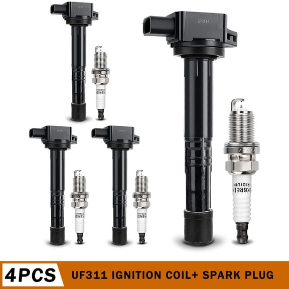 4Pcs Ignition Coil Pack UF583 UF311 and Iridium Spark Plug 9807B-561BW Compatible with 2002-2006 Acura RSX 2.0L