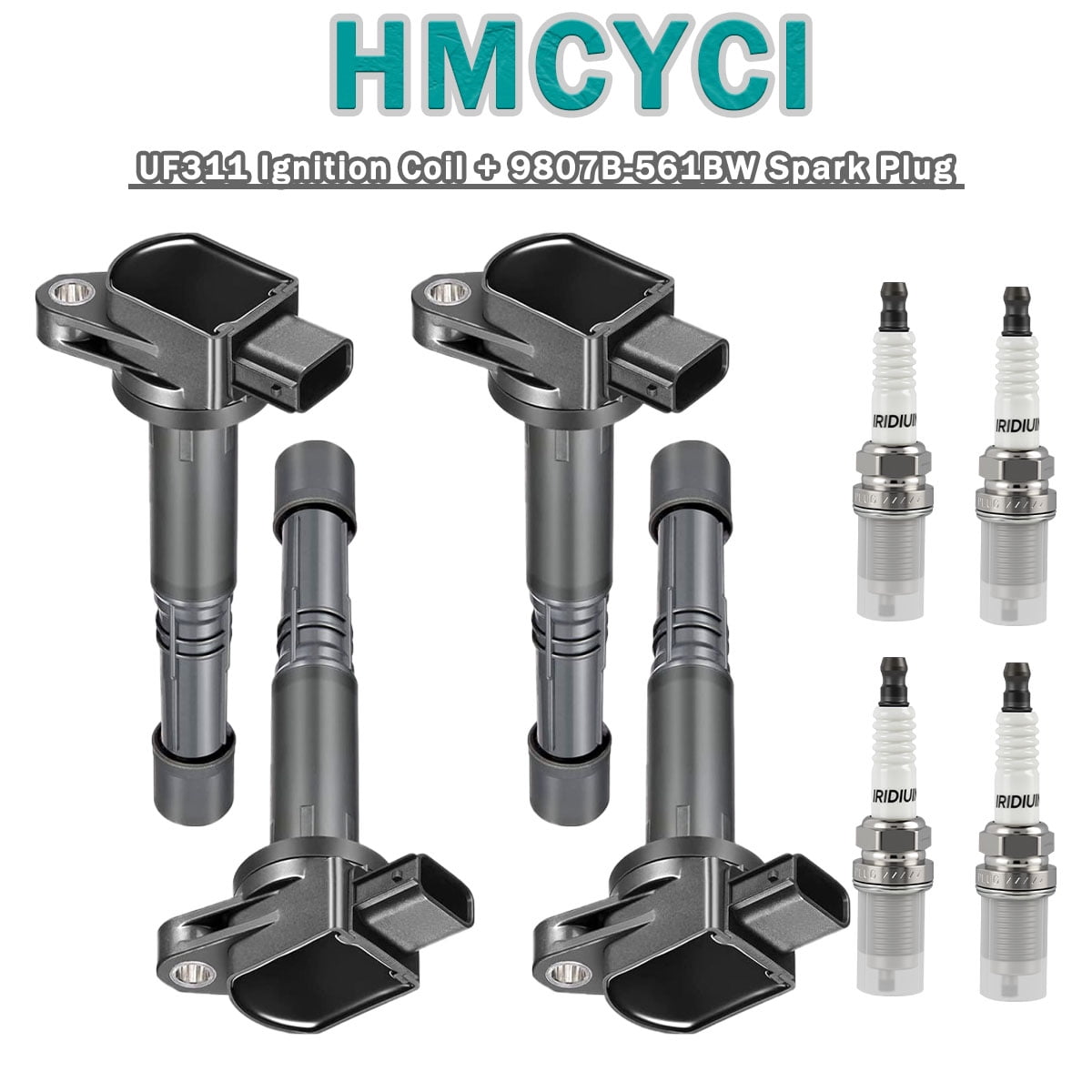 4Pcs Ignition Coil Pack UF583 UF311 and Iridium Spark Plug 9807B-561BW Compatible with 2003-2007 Honda Accord 2.4L