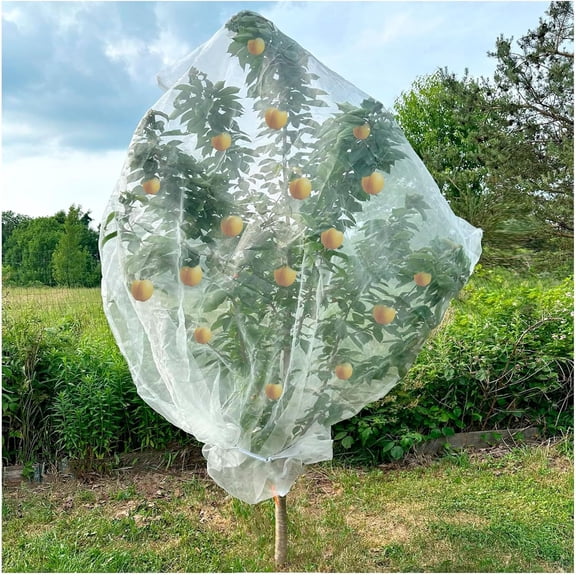 4Pcs Insect Bird Barrier Mesh, 7.9 x 5.9 FT Garden Netting Barrier, Bird Netting, Netting for Plant with Drawstring, Tomato Protective Cover