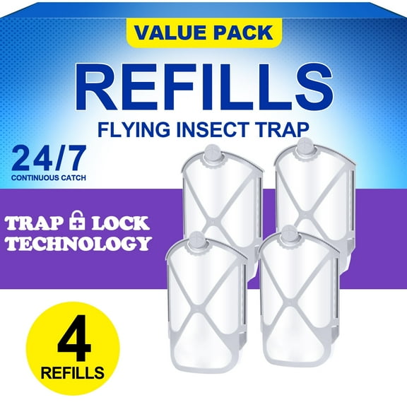 4Pcs Insect Trap Refill Cartridges, Attracts & Traps Insects, Compatible with Insect Trap Refill