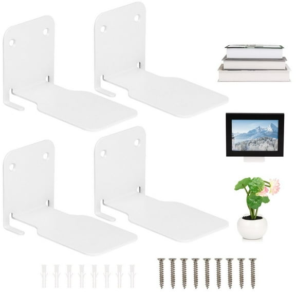 4Pcs Invisible Floating Bookshelves, Wall-Mounted Floating Book Organizers, Heavy-Duty Metal Book Storage Holders, Wall Ledge Shelves for Bedroom, Living Room, Office