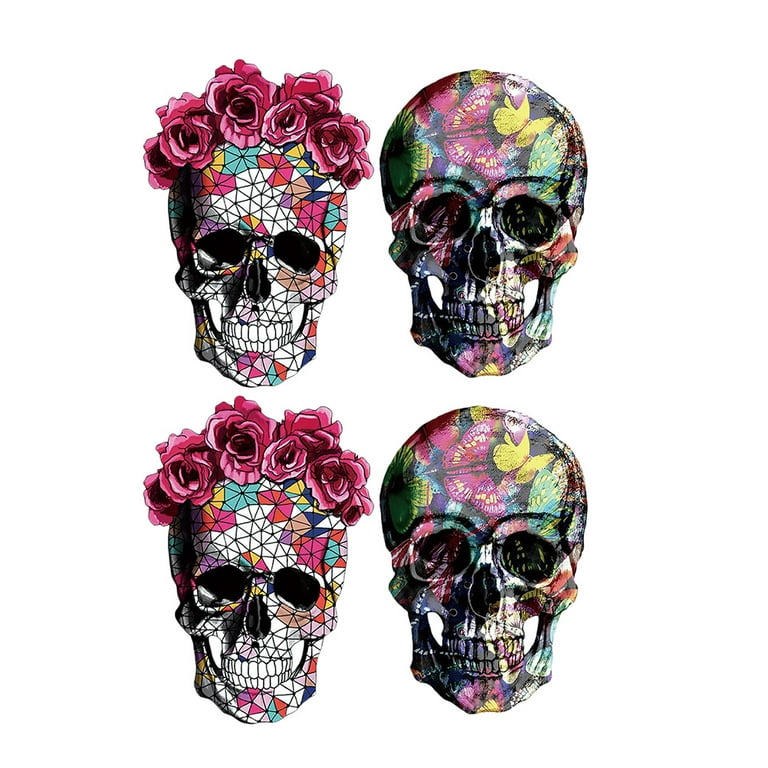 4pcs Iron on Transfer Patches Skull Clothing Patches Halloween Clothes Stickers, Adult Unisex, Size: 26X17.7cm