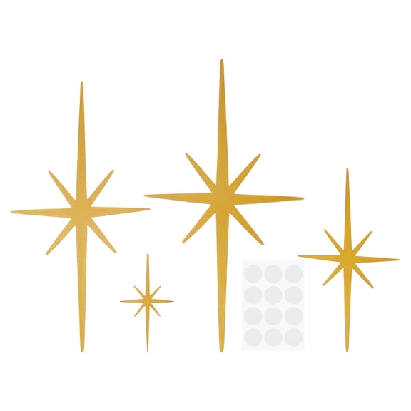 4Pcs Iron Wall Sticker Wall Decorations Star Gold 101~350x56~180x0.8~1mm