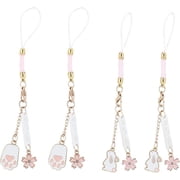 4Pcs Japanese Sakura Phone Charms Straps Phone Pendant Decorations Cute Phone Straps with Rabbit Cat Paw Pendants Keychain Phone Accessory for Mobile Phone Keychain Decorations Mixed Color